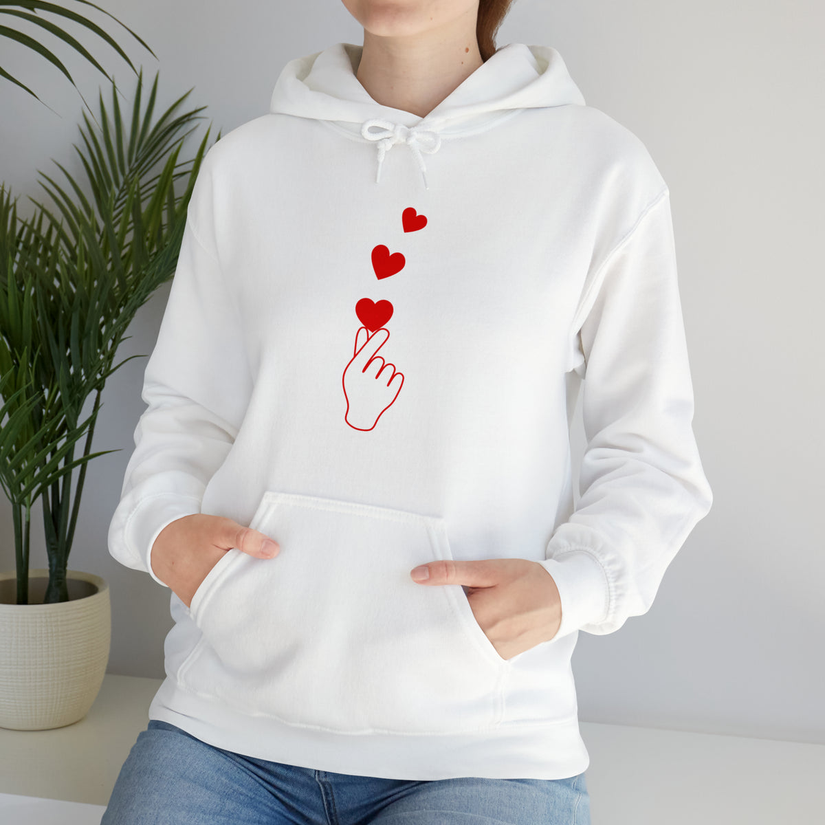 Korean Finger Heart  Unisex Heavy Blend™ Hooded Sweatshirt