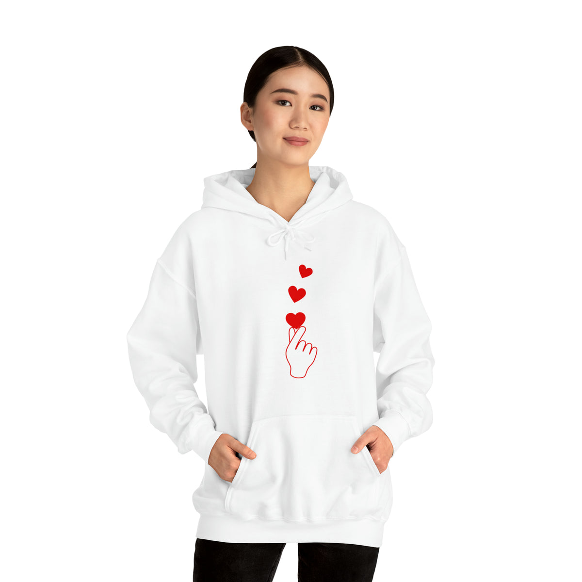 Korean Finger Heart Unisex Heavy Blend Hooded Sweatshirt