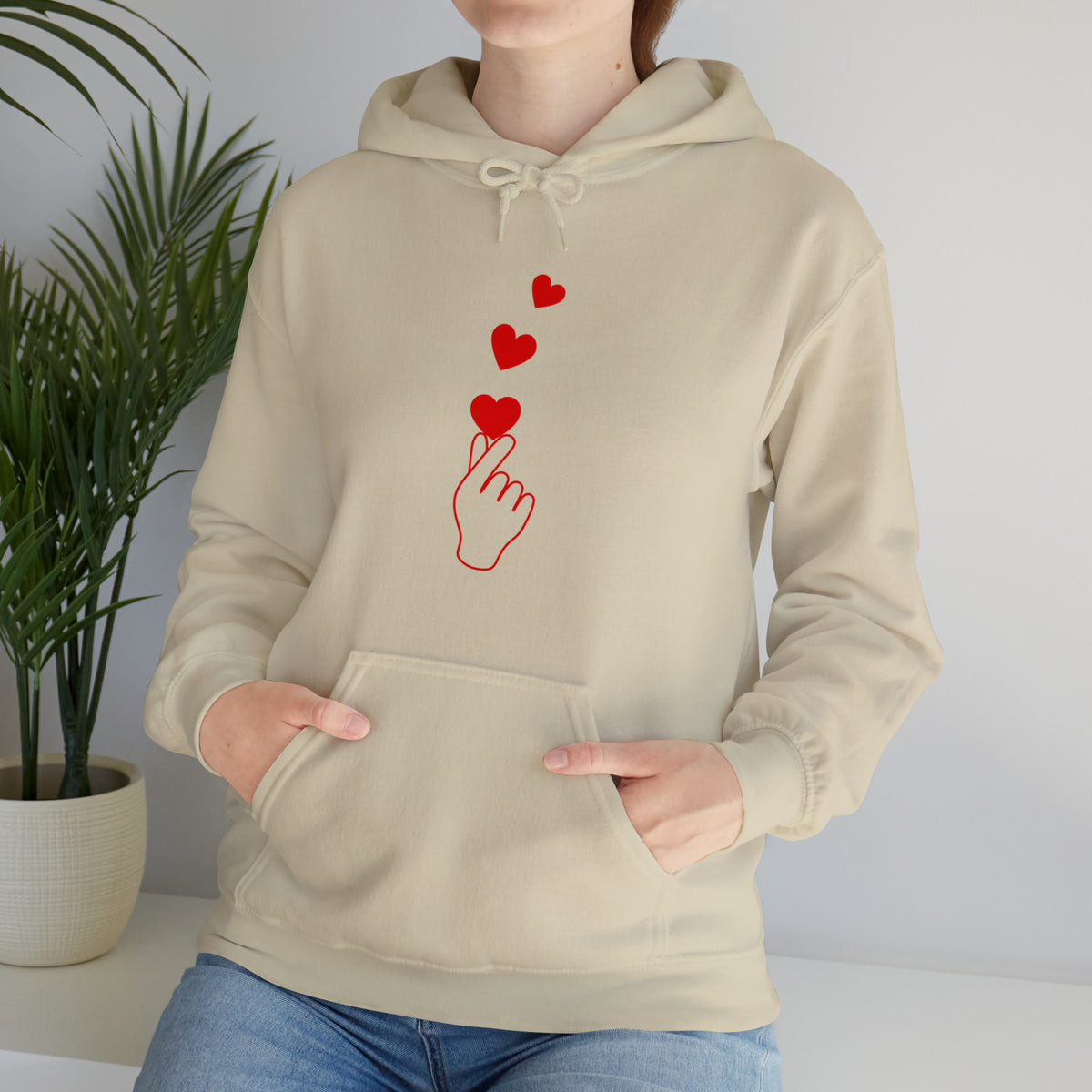 Korean Finger Heart  Unisex Heavy Blend™ Hooded Sweatshirt