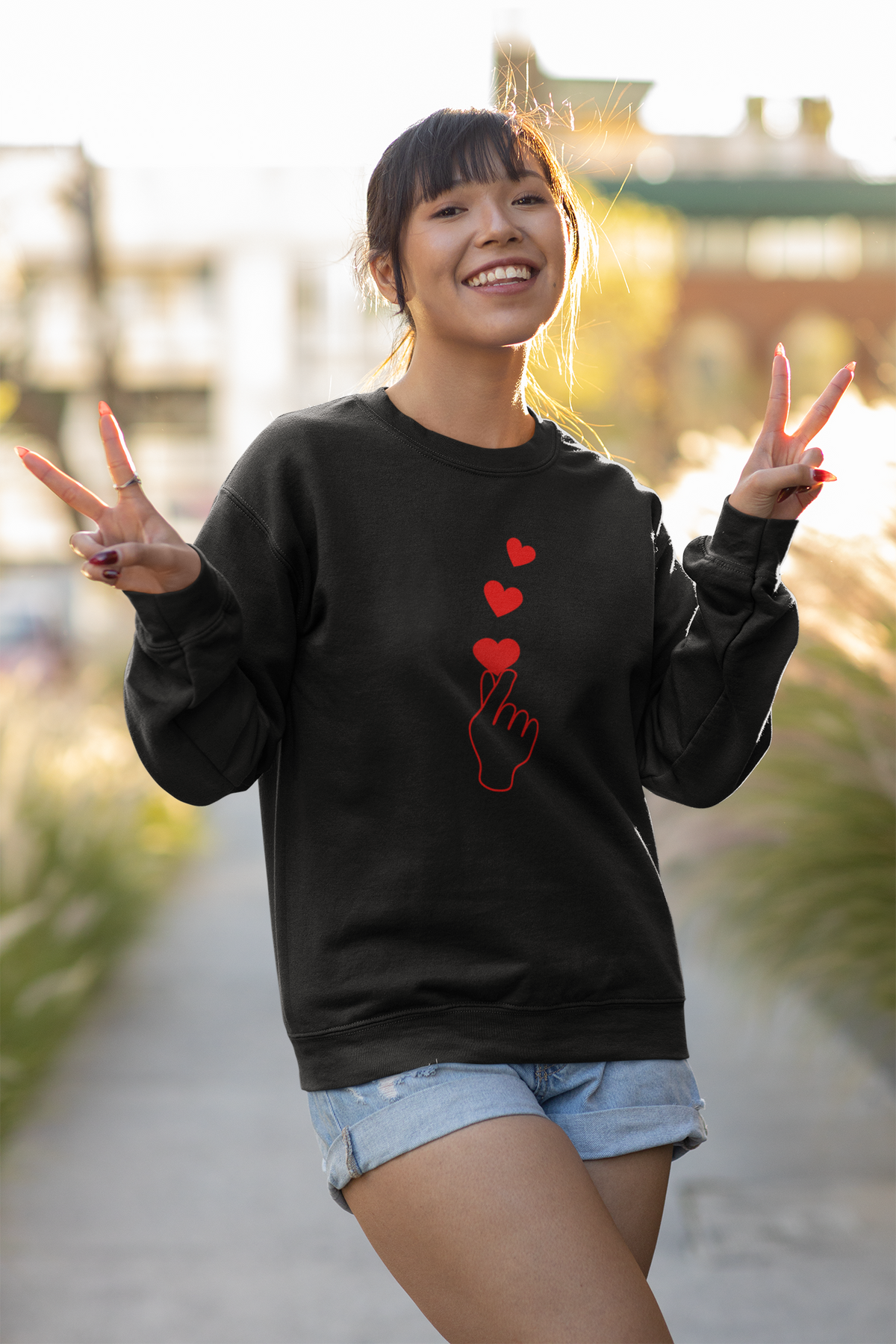 Korean Finger Heart  Unisex Heavy Blend™ Hooded Sweatshirt